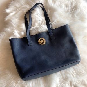 Michael Kors Tote Shoulder Bag Purse Navy Blue